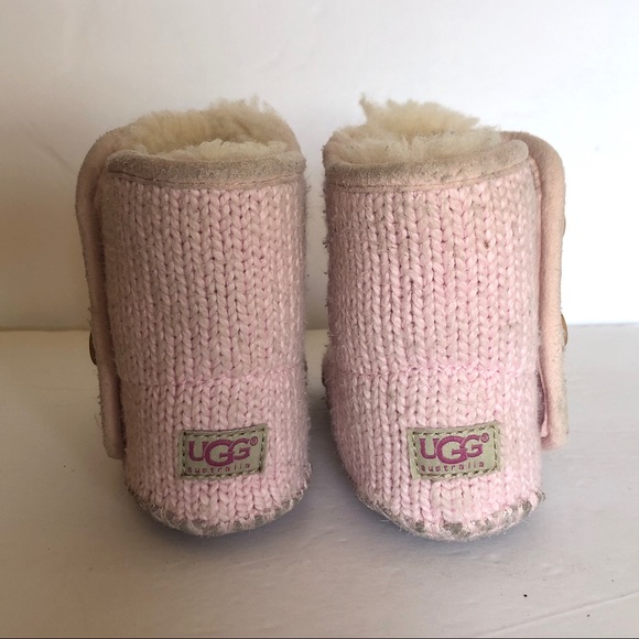 UGG Pearl Pink Knit Baby Girl Winter Snow Boots Size 2/3 - Picture 4 of 12